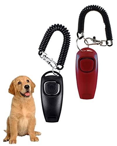 TODREMOU Hundepfeife Rütter Rückruf Hundepfeifen-Armband Hunde Pfeifen Pfeife Hund Hundepfeiffe Hochfrequenz, Hund-Klicker Hundeklicker Set(Schwarz+Rot) von TODREMOU