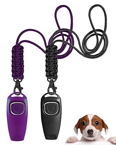 TODREMOU Hundepfeife Rütter Rückruf-Hundepfeifen Hochfrequenz Hunde Pfeifen Pfeife Hund Hundepfeiffe Pfeife Klicker Hundeklicker Set Clicker Hundetraining(Lila+Schwarz) von TODREMOU