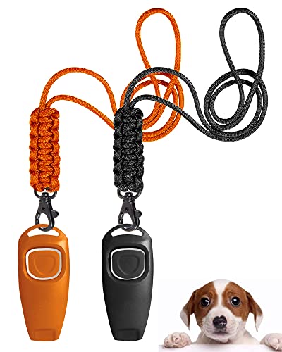 TODREMOU Hundepfeife Rütter Rückruf-Hundepfeifen Hochfrequenz Hunde Pfeifen Pfeife Hund Hundepfeiffe Pfeife Klicker Hundeklicker Set Clicker Hundetraining(orange+schwarz) von TODREMOU