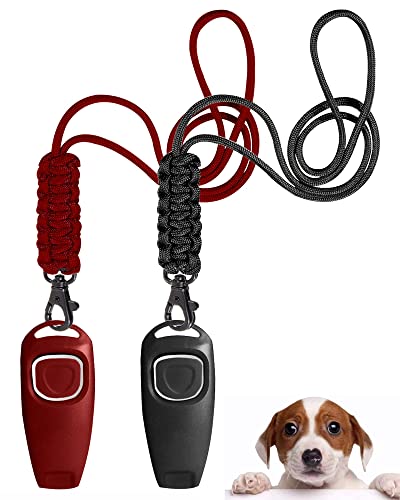 TODREMOU Hundepfeife Rütter Rückruf-Hundepfeifen Hochfrequenz Hunde Pfeifen Pfeife Hund Hundepfeiffe Pfeife Klicker Hundeklicker Set Clicker Hundetraining (Rot+Schwarz) von TODREMOU