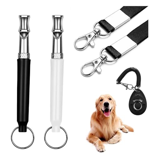TOEECY Hundepfeife Gegen Bellen Set 2 Hundepfeifen und Schlüsselbänder 1 Hundetrainer Zum Hundetraining Bellen o. als Hundepfeife Rückruf Geeignet von TOEECY