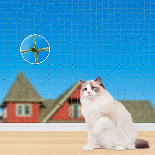 TOFFCAEA Katzennetz für Balkon, 12x3m Katzennetz Drahtverstärkt, mit 32M Befestigungsseil, Stark, Langlebig, UV-Beständig, Wetterfest, Geeignet für Balkone, Terrassen und Fenster (Olivgrün, 12x3m) TOFFCAEA Katzennetz für Balkon, 12x3m Katzennetz Drahtverstärkt, mit 32M Befestigungsseil, Stark, Langlebig, UV-Beständig, Wetterfest, Geeignet für Balkone, Terrassen und Fenster (Olivgrün, 12x3m) von TOFFCAEA