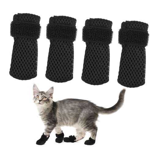 TOGEVAL 4 Stück Katzenschuhe Anti-Off-katzenstiefel Fäustling Für Kätzchen Krallenabdeckungen Für Katzen Schuhe Für Katzen Pfote Socken Für Schützer Für Katzen Stiefeletten Black Polyester TOGEVAL 4 Stück Katzenschuhe Anti-Off-katzenstiefel Fäustling Für Kätzchen Krallenabdeckungen Für Katzen Schuhe Für Katzen Pfote Socken Für Schützer Für Katzen Stiefeletten Black Polyester von TOGEVAL