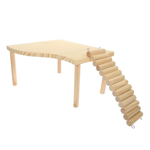 TOGEVAL Holz Hamster Spielzeug Trageplattform Kletterleiter für Kleintiere Dekoratives Chinchilla Spielzeug Handgemacht für Hamster und Ratten von TOGEVAL
