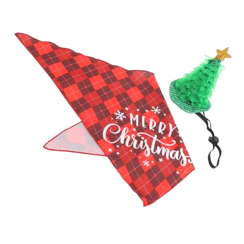 TOGEVAL Entzückendes Weihnachtsmützen-Set für Hunde Weiches Haustier-Halstuch und Mütze für Die Hundegeburtstagsparty Weihnachtskostüm für Haustiere von TOGEVAL