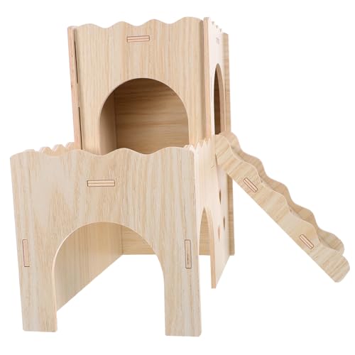 TOGEVAL Luxuriöser Hamster-wohnraum Versteck Burg Aus Holz für Kleintiere Kratzfestes Material von TOGEVAL