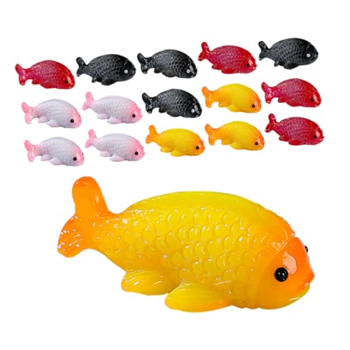TOGEVAL 16 Stück Teiliges Mini Goldfisch Figuren Realistische Aquarium Deko Vielseitige DIY Miniatur Koi Fische für Terrarien Fischbecken und Kreative Wohnraumgestaltung von TOGEVAL