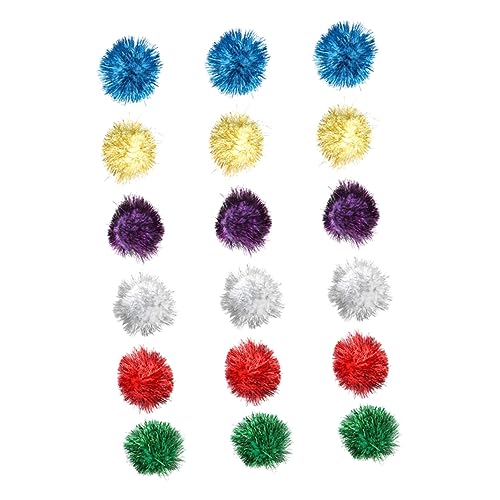 TOGEVAL 18stücke Teiliges Glitzer Bälle Katzen Spielzeug Farbige Pom Poms Für Aktives Spielen Und Beschäftigung Für Katzen Zum Jagen Und Spielen Zufällige Farben von TOGEVAL