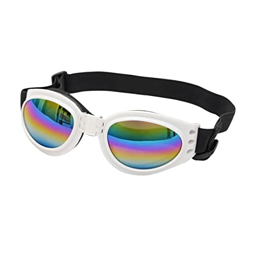 TOGEVAL 1PC Hundebrille Augenschutz Haustier Sonnenbrille UV-Blockierung und verstellbarem Riemen Weiß TOGEVAL 1PC Hundebrille Augenschutz Haustier Sonnenbrille UV-Blockierung und verstellbarem Riemen Weiß von TOGEVAL