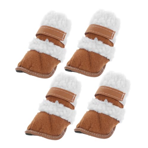 TOGEVAL 2 Paare Hundeschuhe Winter Boots für Kleine Hunde Anti-rutsch Schneeschutz mit Warmem Innenfutter Leichte Outdoor Pfotenschutz Schuhe Einfach Anzuziehen Robust und Bequem von TOGEVAL