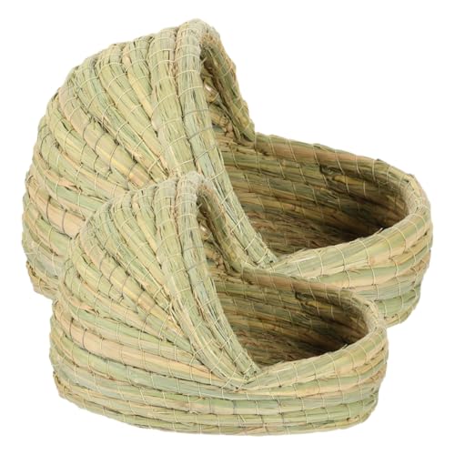TOGEVAL 2 STÜCK Teiliges Hühnernest aus Gewebtem Stroh Strapazierfähiges Atmungsaktives Legenest mit Pantoffel Design Mittlere Leicht zu Reinigen Geeignet für Hühner Vögel und Kleine von TOGEVAL