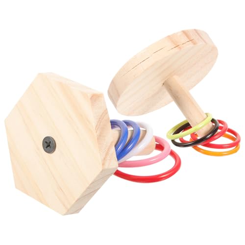 TOGEVAL 2 Satz Teiliges Papageien Holzring Turm Vogel Intelligenz Training Parakeet Käfig Zubehör Interaktives Lernspielzeug für Große und Kleine Vögel Zufällige Farbe Zufällige Farbe von TOGEVAL