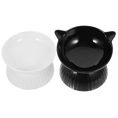 TOGEVAL 2 Sets Katzenwassernapf Katzenfutternapf Katzenwasser Und Futternapf Keramik Katzennapf Ergonomische Katzenfutternäpfe Erhöhter Futternapf Wiederverwendbarer Katzennapf von TOGEVAL