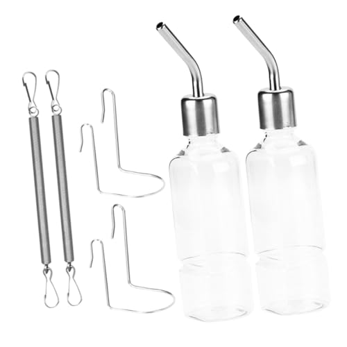 TOGEVAL 2 Stück Hängende Trinkflasche für Kaninchen und Meerschweinchen Edelstahl Wasserspender mit Tropfschutz und Kugelventil Auslaufsicher und Transparent zur Flüssigkeitskontrolle von TOGEVAL