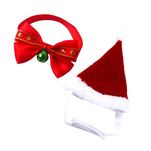 TOGEVAL Verstellbare Weihnachtsmütze Für Haustiere Mit Fliege Das Modische Weihnachtsmützen-Set Für Haustiere Enthält 1 Halsband in Schleifenform TOGEVAL Verstellbare Weihnachtsmütze Für Haustiere Mit Fliege Das Modische Weihnachtsmützen-Set Für Haustiere Enthält 1 Halsband in Schleifenform von TOGEVAL