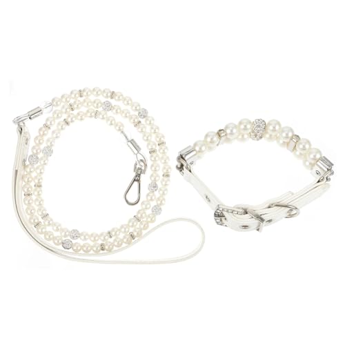 TOGEVAL 2 Stück Hundehalsband mit Perlen und Leine Set Weiß Elegantes Haustier Sicherheits Halsband für Bilder Outdoor spaziergänge Training Party Hochzeit und Alltag TOGEVAL 2 Stück Hundehalsband mit Perlen und Leine Set Weiß Elegantes Haustier Sicherheits Halsband für Bilder Outdoor spaziergänge Training Party Hochzeit und Alltag von TOGEVAL