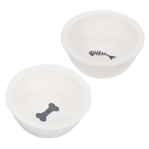 TOGEVAL 2 Stück Keramik Napf für Hunde und Katzen mit Rutschfester Unterseite Stabilem Design Leicht zu Reinigen Sicher für Welpen und Kätzchen als Futter und Wassernapf für Haustiere von TOGEVAL