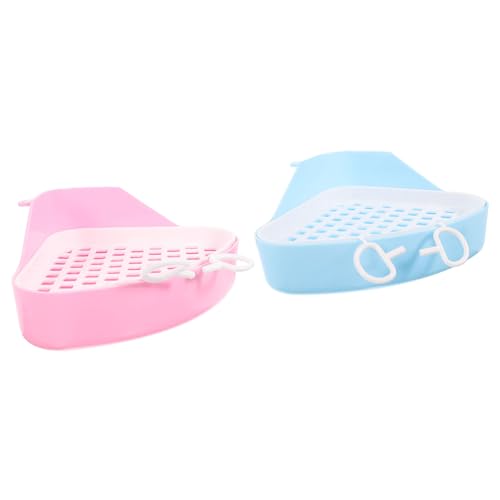 TOGEVAL 2 Stück Kleintierstreu Toilette Kaninchentoilette Meerschweinchen Katzentoilette mit Großem Stauraum und Farbigem Design für Hamster Welpen und Kleine Haustiere Trainingshilfe von TOGEVAL