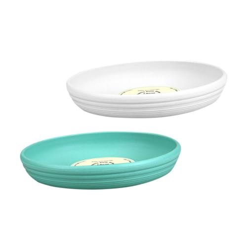 TOGEVAL 2 Stück Pflanzentopf Untersetzer wasserdichte Blumentopfplatten Robuste und Leichte Blumenschalen Beige Grün für Pflanzenpflege und Drainage von TOGEVAL