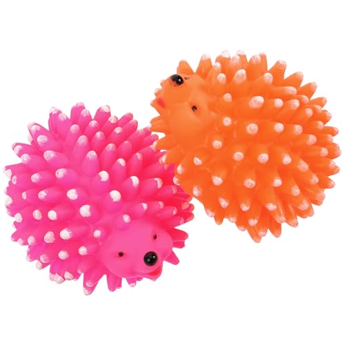 TOGEVAL 2 Stück Teiliges Robustes Latex kauspielzeug für Hunde Quietschendes Igel Design Zahnreinigend und Zahnfleischmassierend Stressabbauend für Mittelgroße und Große Zufällige Farbe von TOGEVAL