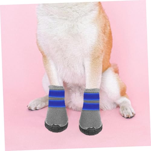 TOGEVAL 20 Stück Verstellbare rutschfeste Pfotenschutz bänder für Hunde und Katzen Langlebige Wetterfeste Pet Bootie Fastener in Blau Schutz bei Regen und Schlamm Sichere Passform für von TOGEVAL
