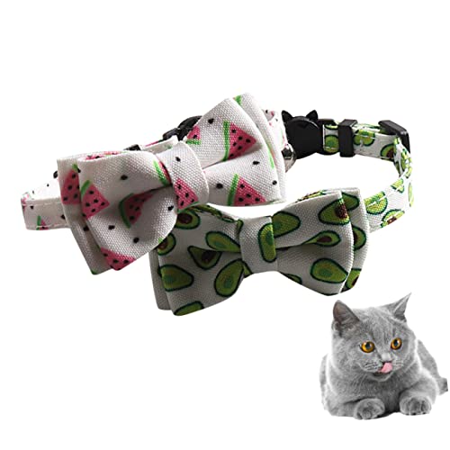 TOGEVAL 2stücke Verstellbare Katzenhalsbänder Mit Glocke Kreatives Design Mit Obstmustern Für Haustiere Niedliche Halskette Für Katzen Und Kätzchen Weißer Wassermelone von TOGEVAL