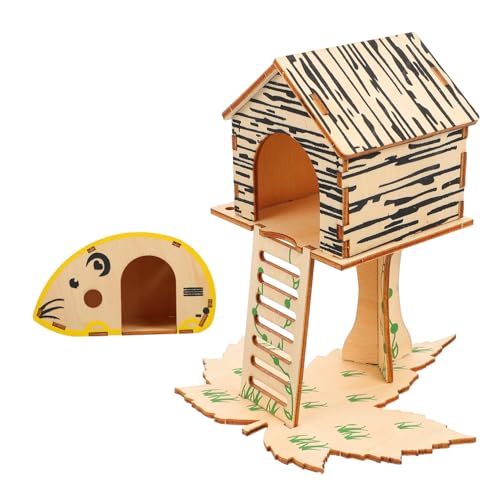 TOGEVAL 2stücke Holz Hamster Käfig Tier Hütte Hamster Spielplattform Spielzeug Versteck Für Kleintiere von TOGEVAL