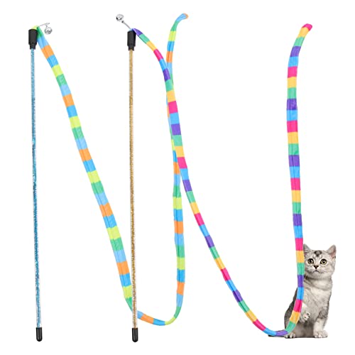 TOGEVAL Katzenspielzeug Zauberstab 2 Stück interaktives Katzenspielzeug Schnurzauberstab buntes Katzenspielzeug für den Innenbereich Spaß und für Katzen TOGEVAL Katzenspielzeug Zauberstab 2 Stück interaktives Katzenspielzeug Schnurzauberstab buntes Katzenspielzeug für den Innenbereich Spaß und für Katzen von TOGEVAL