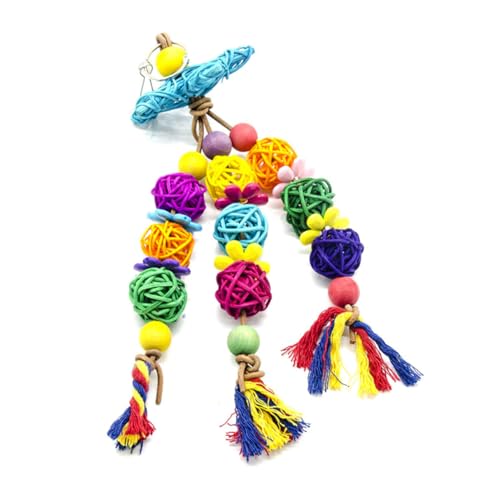 TOGEVAL 2stücke Schaukelt Toy Mit Rattanball Hängendes Spielzeug Für Vögel Beißfestes Spielzeug Für Wellensittiche Und Andere Kleine Vögel Sicheres Material Für Spielerisches von TOGEVAL