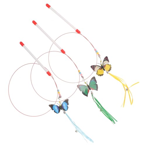 TOGEVAL 3stücke Schmetterling Katzenspielzeug Mit Glocke Teaser Stab Für Katze Interaktiv Spielzeug Katzenangel Katzenfänger Pet Spielzeug Für Katze von TOGEVAL