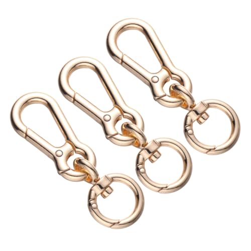 TOGEVAL 3 Stück Strapazierfähige Schlüsselkarabiner für Haustier Schultergurt Schnallen Vielseitige DIY Taschenriemen und Gepäckzubehör Leichte Goldfarbene Ersatzringe von TOGEVAL