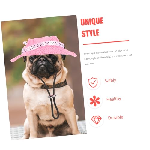TOGEVAL 3 Stück Teiliges Hunde Sonnenhut Verstellbar mit Ohrloch Atmungsaktiv Leichter Mesh Welpen Hut für Kleine Hunde als Sonnenschutz und Partyaccessoire von TOGEVAL