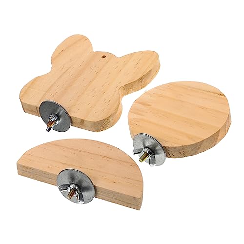 TOGEVAL 3 Stück Hamster Und Meerschweinchen Stehplattform Holz Spielplattform Für Papageienkäfig Vogel Spielgerät Haustier Spielzeug Für Kleintiere Mehrzweck Vogelständer von TOGEVAL