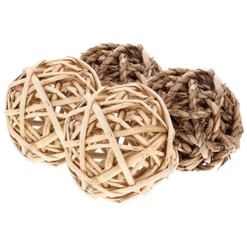 TOGEVAL 4stücke Hamster Kauball Naturstroh Molar Spielzeug Für Kaninchen Meerschweinchen Und Andere Kleintiere Zahnpflege Und Spielzeug Für Haustierkäfige von TOGEVAL