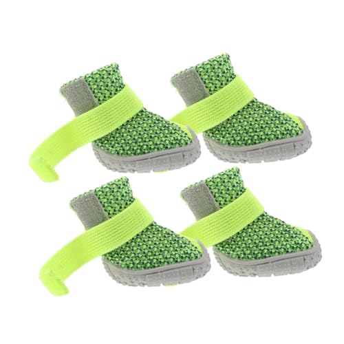 TOGEVAL 4 Stück Haustier Jahreszeiten Sportschuhe Wanderschuhe für Hunde Hundestiefel für kleine Hunde Haustierschuhe Polyester Grün von TOGEVAL