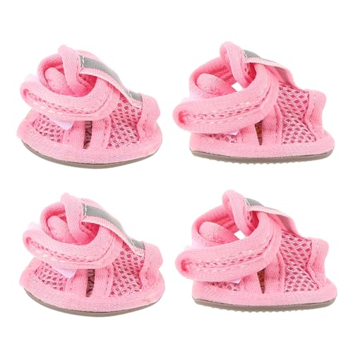 TOGEVAL 4stücke Hundeschuhe Sommer Atmungsaktiv Mesh Sandalen Haustierschuhe Hundesandale Rutsch Haustierbedarf von TOGEVAL