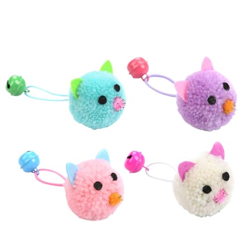 TOGEVAL 4 Stück Teiliges Katzenspielzeug mit Glöckchen Interaktive Plüschmäuse in Blau und Weiß für Kätzchen und Katzen zur Spielerischen Bewegung und Koordinationsförderung von TOGEVAL