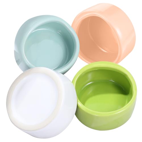 TOGEVAL 4 Stück Teiliges Keramik Hamsterfutternapf Kleine Stabile Näpfe für Hamster Mäuse Igel und Kleintiere Glatte Oberfläche Bruchsicher als Futter und Wassernapf im Käfig von TOGEVAL