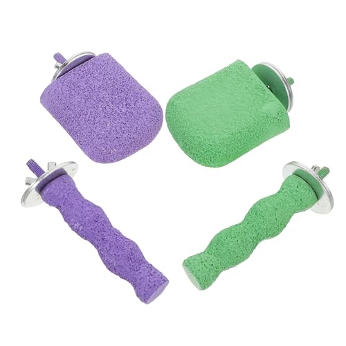 TOGEVAL 4 Stück Teiliges Vogel Kratzbrett Ergonomische rutschfeste Papageien Kratzstange mit Natürlicher Nagelpflege Sichere Komfortable Kletterplattform für Wellensittiche Nymphensittiche von TOGEVAL