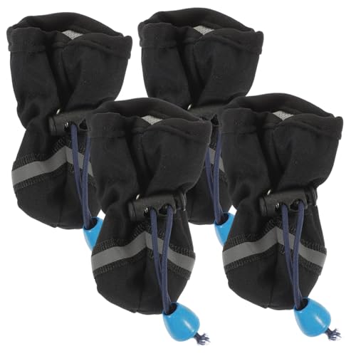 TOGEVAL 4 Stück Teiliges wasserdichte Hundeschuhe Pfotenschutz Outdoor rutschfest Schwarz Atmungsaktiv für Kleine und Mittlere Hunde Zufällige Farbe Zufällige Farbe von TOGEVAL