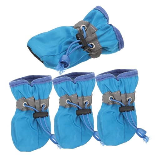 TOGEVAL 4 Teiliges wasserdichte Hundeschuhe für Kleine bis Mittlere Hunde mit Rutschfester Sohle Pfotenschutz für Jahreszeiten Atmungsaktiv und Einfach Anzuziehen für Outdoor und von TOGEVAL