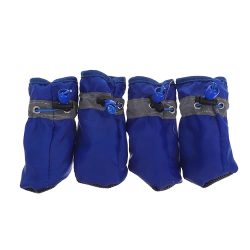 TOGEVAL 4 wasserdichte Hundeschuhe XL Blau rutschfeste Pfotenschutzstiefel für Kleine bis Mittelgroße Hunde Wetterfeste Outdoor Hundeschuhe Schützend gegen Schnee Sand und Raue von TOGEVAL