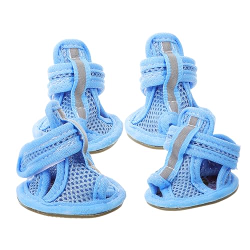 TOGEVAL 4stücke Pack Sommer Atmungsaktive Hundeschuhe Mesh-Sandalen -Sneakers Haustierbedarf Blau von TOGEVAL
