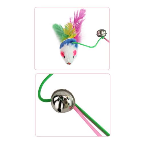 TOGEVAL 5 Stück Teiliges Bunte Plüsch mäuse mit Glocke Interaktives Katzenspielzeug für Training und Spiel Lebendige Farben Fördert Aktivität und Bindung zu Katzen und Zufällige Farbe von TOGEVAL