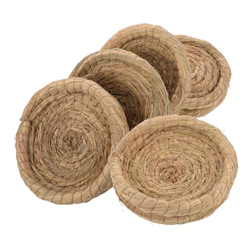 TOGEVAL 5 Stück Teiliges Geflochtenes Strohnest für Vögel und Kleintiere Atmungsaktiv und Komfortabel Vielseitig Einsetzbar für Hühner Kaninchen Tauben Pflegeleicht und Natürliches Design von TOGEVAL