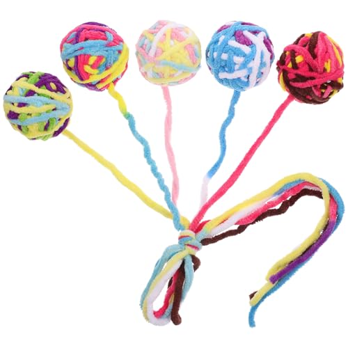 TOGEVAL 5 Stück Teiliges Katzen Weichem Plüsch mit Glocke Bunter Wollkugel Design für Interaktives Katzenspiel Tragbares Katzen wollspielzeug Neugier und Aktivität von TOGEVAL