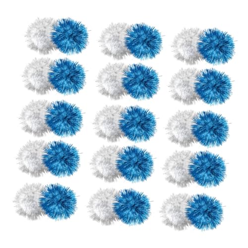 TOGEVAL 60 Stück Teiliges Katzen Interaktive Glitzernde Pom Pom Bälle mit Knistereffekt Gemischt Selbstrollend für Kätzchen und Katzenspielspaß von TOGEVAL