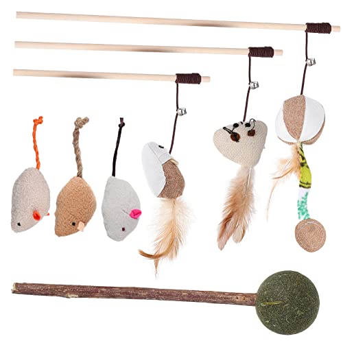 TOGEVAL 7 STK Spielzeug Funny Toys Fun Toy cat Toys Katzen minzekissen Toy Set Katzenangel Catnip Katze Zauberstab Katzenstabstäbe Selbstspielende Katzenrute Katzen-Teaser-Stick Holzstange TOGEVAL 7 STK Spielzeug Funny Toys Fun Toy cat Toys Katzen minzekissen Toy Set Katzenangel Catnip Katze Zauberstab Katzenstabstäbe Selbstspielende Katzenrute Katzen-Teaser-Stick Holzstange von TOGEVAL