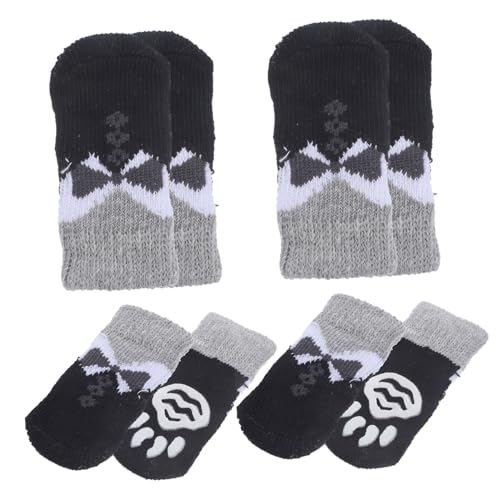 TOGEVAL 8 Stück Teiliges Warme Haustier Socken rutschfeste Pfotenschützer Elastische Fußbekleidung für Kleine und Mittlere Hunde und Katzen Atmungsaktiv Innen und Außen Geeignet Modisch von TOGEVAL