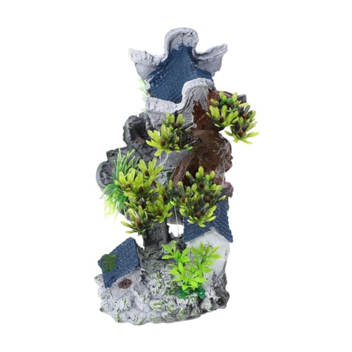 TOGEVAL Aquarium Deko Resin Haus Ornament Chinesische Stil Versteck Höhle für Fische Garnelen Unterwasser Landschaftsbau Aquarium Dekoration von TOGEVAL